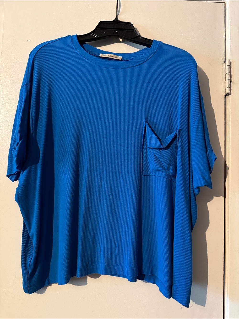 Relaxed Fit Blue Pocket Tee - Women S/M